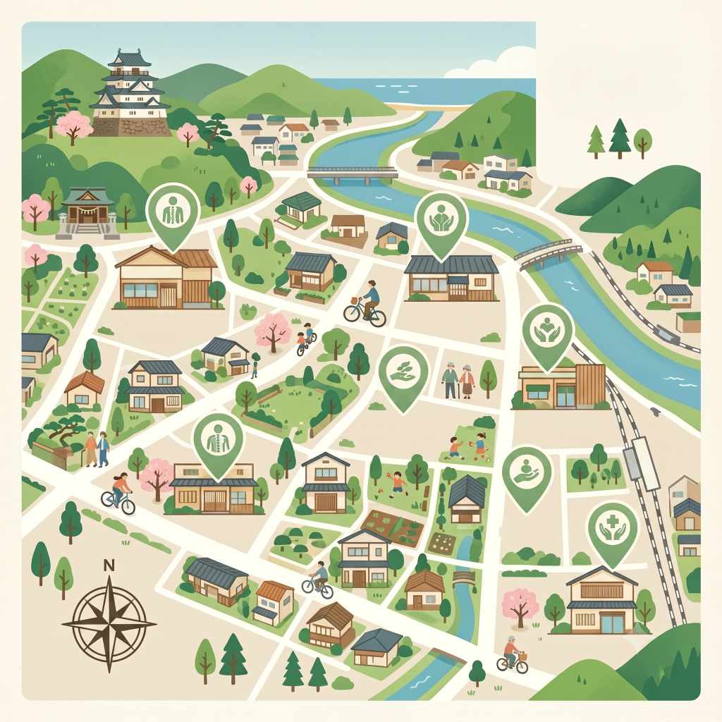 接骨院・整骨院の地域マップイラスト